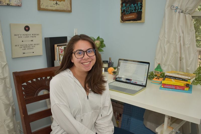 Brenau University student Jordyn De La Rosa, 21, is taking online courses at her home. CONTRIBUTED