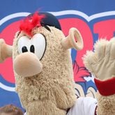 January 27, 2018 - Atlanta, Ga: Atlanta Braves mascot Blooper takes photographs with fans during the Atlanta Braves Chop Fest at the Plaza at SunTrust Park Saturday, January 27, 2018, in Atlanta. 2018 Chop Fest is a fan interactive event allowing fans to interact with players, coaches, and participate in baseball clinics. PHOTO / JASON GETZ