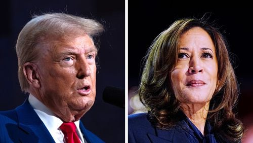 Republicans spent more than $460,000 on television ads in Georgia in support of former President Donald Trump on Tuesday, when he debated Vice President Kamala Harris. Democrats toped that, laying out over $550,000. (Photos Courtesy of Spencer Platt/Getty Images and Melina Mara/Washington Post)