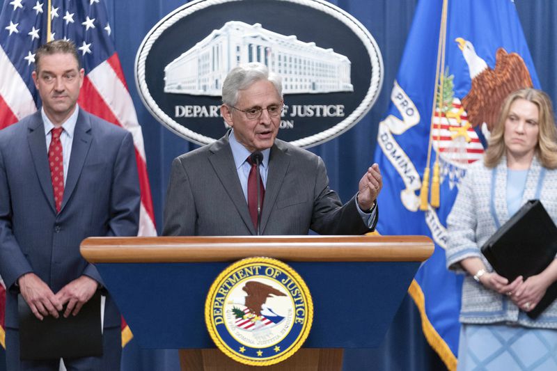 Attorney General Merrick Garland speaks during a news conference at the Department of Justice headquarters in Washington, Thursday, June 27, 2024. The Justice Department has charged nearly 200 people in a sweeping crackdown on health care fraud schemes nationwide with false claims topping $2.7 billion. (AP Photo/Jose Luis Magana)