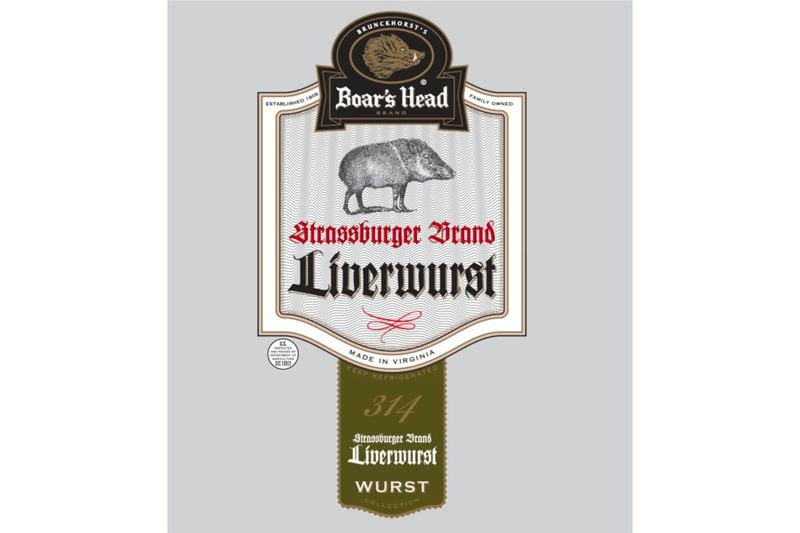 This image provided by the U.S. Department of Agriculture in July 2024 shows a label for Boar's Head liverwurst. The company recalled 7 million pounds of deli meats on July 30, 2024, expanding an initial recall on July 25 after a liverwurst sample collected in Maryland tested positive for listeria. (USDA via AP)