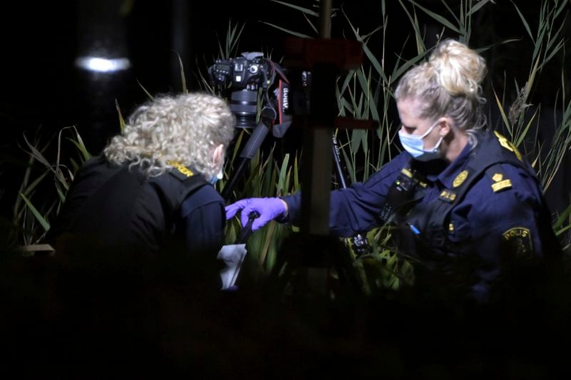 Police work outside the Israeli embassy in Stockholm, Sweden, Tuesday, Oct. 1, 2024, after a suspected shooting near the embassy. (Anders Wiklund/TT News Agency via AP)