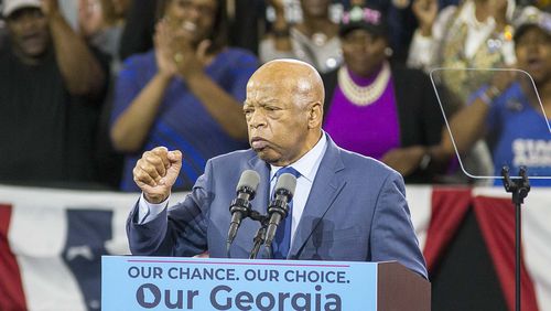 U.S. Rep John Lewis speaks during a rally for Stacey Abrams at Morehouse College on Nov. 2, 2018.  (ALYSSA POINTER/ALYSSA.POINTER@AJC.COM)