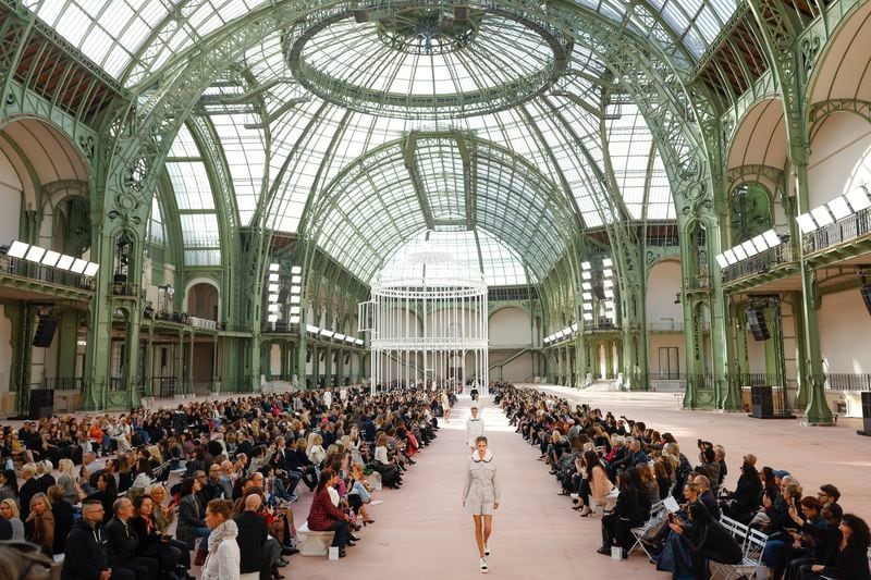 Models wear creations as part of the Chanel Spring/Summer 2025 collection presented Tuesday, Oct. 1, 2024, in Paris. (Photo by Vianney Le Caer/Invision/AP)