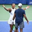 Taylor Townsend and Donald Young hug after their mixed doubles semifinal match at the 2024 US Open on Tuesday, Sept. 3, 2024 in Flushing, NY.