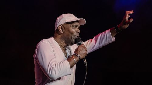 Frankie Beverly bids Atlanta farewell during his final show in Atlanta at State Farm Arena on Friday, March 22, 2024. (Kymani Culmer for the Atlanta Journal-Constitution)