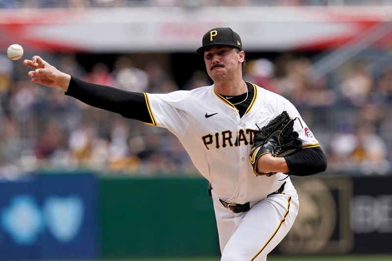Pittsburgh Pirates starting pitcher Paul Skenes delivers during the third inning of a baseball game against the San Francisco Giants Thursday, May 23, 2024, in Pittsburgh. (AP Photo/Matt Freed)