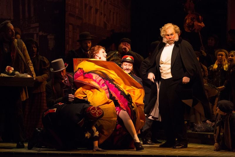 This season the Atlanta Opera will reprise its 2015 production of “La Bohème”, which featured Leah Partridge as Musetta and Alan Higgs as Alcindoro in a raucous scene from the Latin Quarter. CONTRIBUTED BY JEFF ROFFMAN