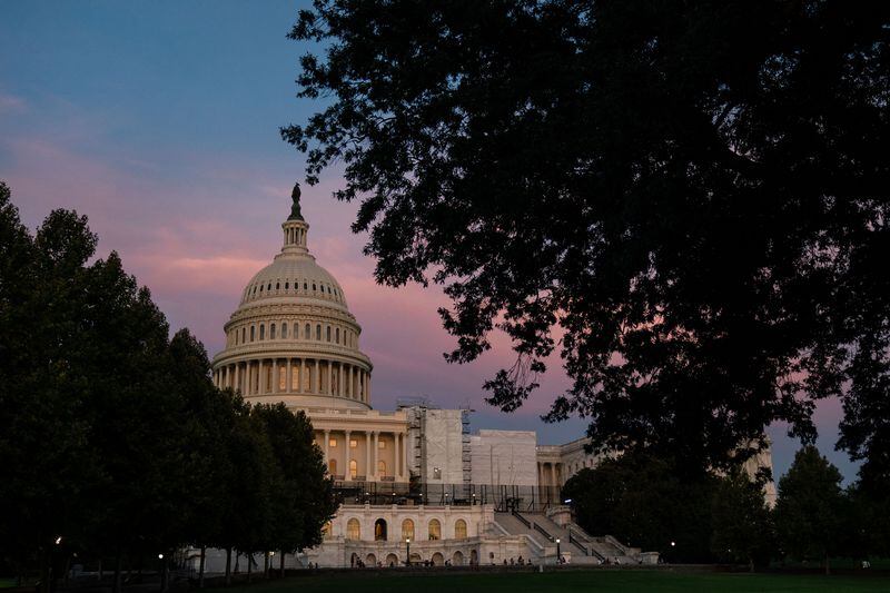 The U.S. Capitol at sunset in early September. A funding impasse could lead to a government shutdown, with the deadline at the end of the month. (Kent Nishimura/The New York Times)