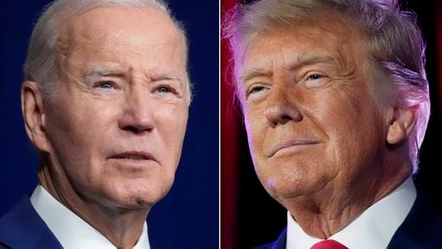 President Joe Biden (left) trails former President Donald Trump in Georgia, according to a new poll.