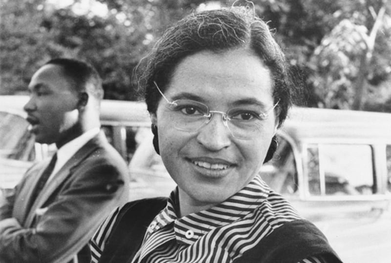 Photograph of Rosa Parks with Dr. Martin Luther King jr. (ca. 1955) Mrs. Rosa Parks altered the negro progress in Montgomery, Alabama, 1955, by the bus boycott she unwillingly began