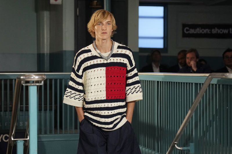 A model walks the runway during the Tommy Hilfiger Spring/Summer 2025 fashion show onboard a Staten Island Ferry as part of New York Fashion Week on Sunday, Sept. 8, 2024, in New York. (Photo by Charles Sykes/Invision/AP)