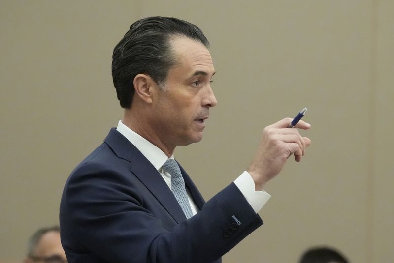 Prosecutor Brad Bloodworth speaks during a hearing for Kouri Richins, a Utah mother of three who wrote a children's book about coping with grief after her husband's death and was later accused of fatally poisoning him, Monday, Aug. 26, 2024, in Park City, Utah. (AP Photo/Rick Bowmer, Pool)