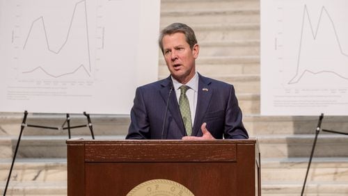 Govenor Brian Kemp announces expanded vaccine sites across Georgia on Wednesday, March 3, 2021 at the Capital.  (Jenni Girtman for The Atlanta Journal-Constitution)