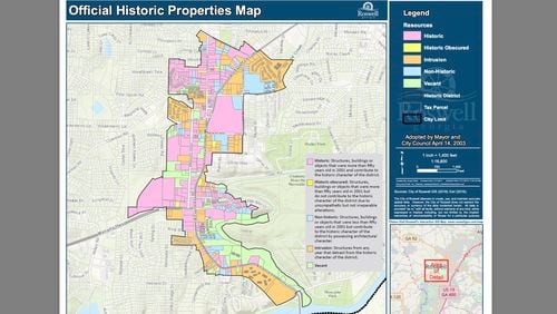 Roswell recently approved a contract to update the Historic Properties Map. COURTESY CITY OF ROSWELL