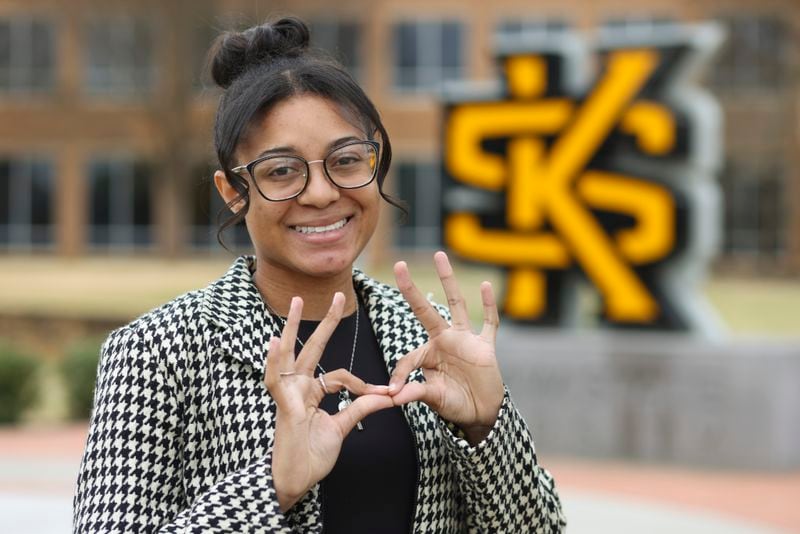 Bethany Fortson, Kennesaw State University's Student Government Association president, said: “There is that new sense of pride and ‘This is where I am from and this is what we are doing." She added: “They are going to have to build a bigger gym.” Jason Getz / Jason.Getz@ajc.com)
