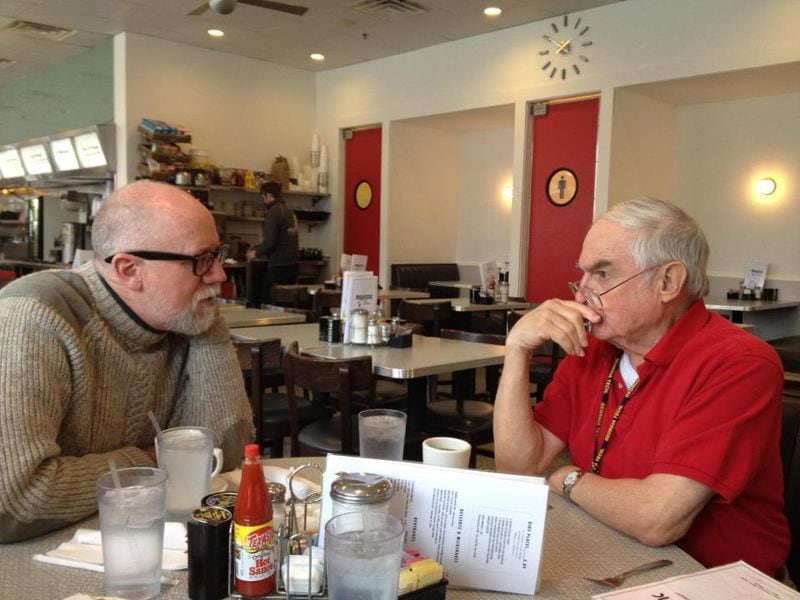 Russell Spornberger (left) and Bill Jackson at the Majestic Diner during their second meeting in February 2012. The two friends were introduced through Citizen Advocacy of Atlanta and DeKalb, a nonprofit  providing protection and advocacy for people with developmental disabilities. Courtesy of Russell Spornberger.