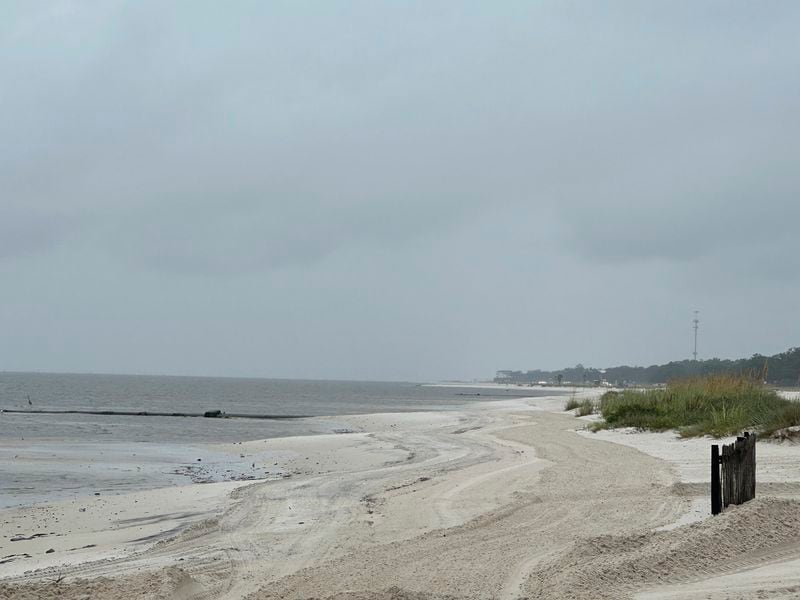 Mississippi Gulf Coast beachline in Long Beach, Miss. preparing for Tropical Storm Francine Tuesday, Sept. 10, 2024. (Hunter Dawkins/The Gazebo Gazette via AP)