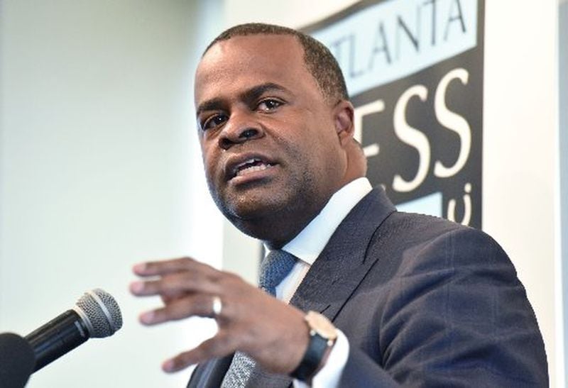 Former Atlanta Mayor Kasim Reed speaks at Atlanta Press Club’s Newsmaker Luncheon on Tuesday, February 28, 2017. HYOSUB SHIN / HSHIN@AJC.COM