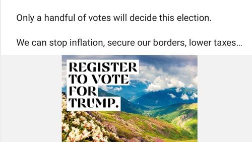 Donald Trump’s campaign launched a digital ad featuring the country of Georgia rather than the state of Georgia. Screenshot/Greg Bluestein 