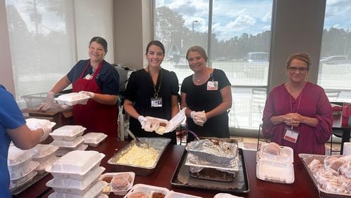 “We are feeding almost 700 people a day because the community is largely still without water,” said Angela Ammons Handley, CEO of Clinch Memorial Hospital, a 25-bed rural hospital in Homerville in Clinch County. (Courtesy of Clinch Memorial Hospital)