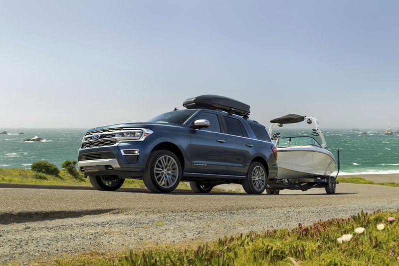 This photo provided by Ford shows the 2024 Expedition. The Expedition can tow up to 9,300 pounds when properly equipped. (Courtesy of Ford Motor Co. via AP)