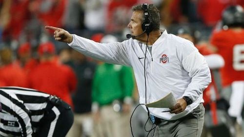 Coach Urban Meyer’s Ohio State team has won its past two games by 62-3 scores. JONATHAN QUILTER | THE COLUMBUS DISPATCH