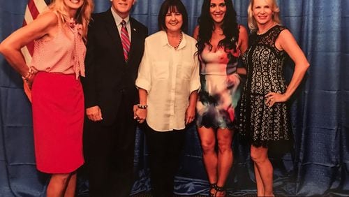 Amy Smith of Atlanta, left, will attend her first inauguration this week. She became politically active after meeting Donald Trump Jr. at a fundraiser. Then the clinical science specialist for a biotech firm met Mike Pence, pictured above, and Tiffany and Ivanka Trump during metro Atlanta campaign stops. Soon afterward, she became an outspoken backer of Donald Trump. (handout photo)