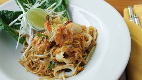 Pad Thai with shrimp, scallops & squid. (BECKY STEIN PHOTOGRAPHY)