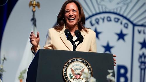 Vice President Kamala Harris will campaign Tuesday in Atlanta, marking her first visit to Georgia since she became the Democrats' de facto nominee for president. (AP Photo/Darron Cummings)3