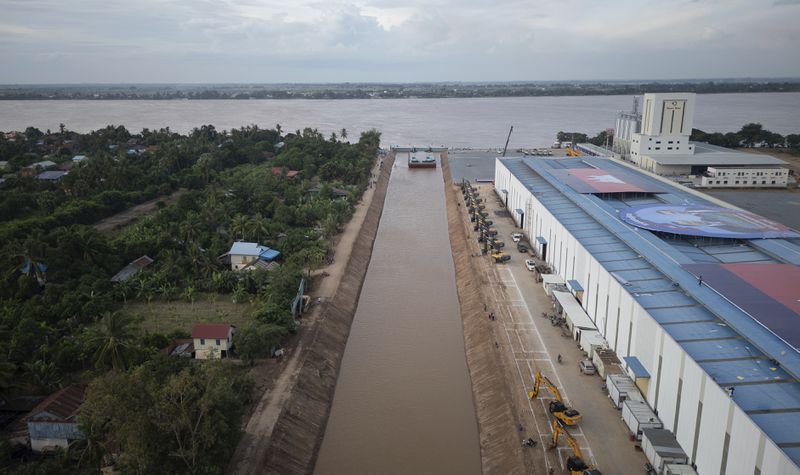 A view of the canal at Prek Takoe village eastern side of Phnom Penh, Cambodia, Tuesday, July 30, 2024. (AP Photo/Anton L. Delgado)