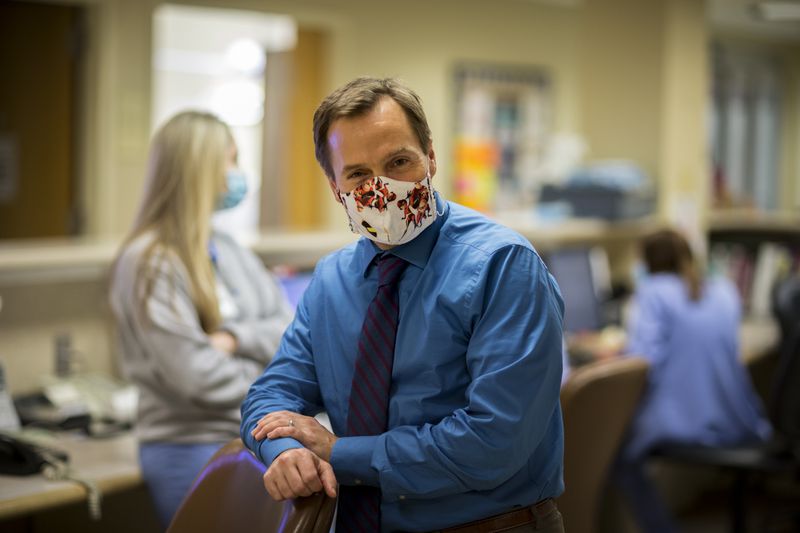 Emanuel Medical Center Chief Executive Officer Damien Scott says that the hospital struggled to handle the surge of COVID-19 patients but couldn’t send them to larger hospitals because those facilities were full.  (AJC Photo/Stephen B. Morton)