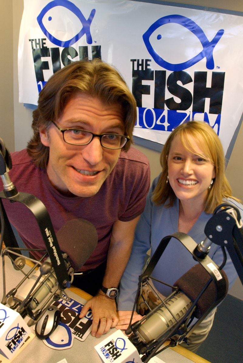 Radio station The Fish 104.7 morning radio personalities Kevin Avery (left), and Taylor Scott. JOEY IVANSCO/ AJC FILE