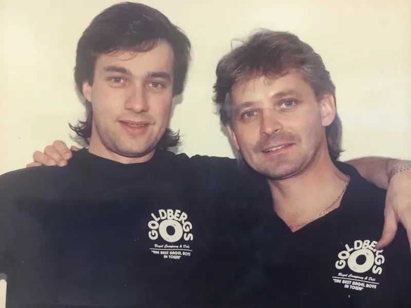 Wayne Saxe, left, and Howard Aaron bought Goldberg’s deli in 1992. The restaurant is located at its original site when it opened in 1972 on Roswell Road in Buckhead. (Courtesy of Goldbergs Fine Food)