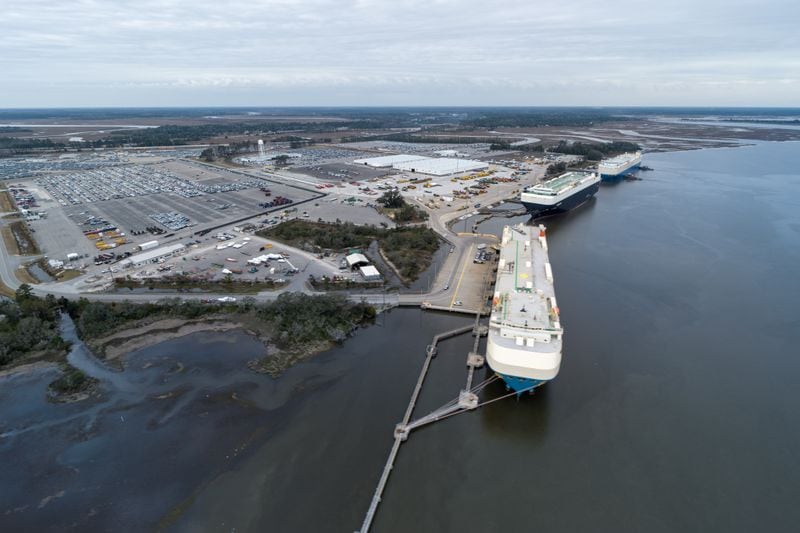 The Colonel's Island terminal in Brunswick is the second busiest for automobiles in the United States. (Photo courtesy of Georgia Ports Authority)