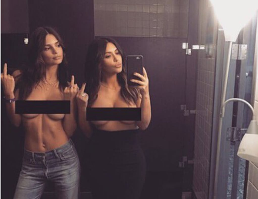Kim Kardashian's topless selfie with a friend sparks a new Twitter storm
