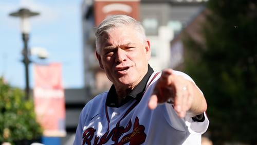 Former Braves player Dale Murphy during the alumni players’ parade through The Battery Atlanta as part of the unveiling celebrations for the All-Star game. They will serve as All-Star ambassadors for next year’s tournament on Monday, July 22, 2024.

(Miguel Martinez/ AJC)