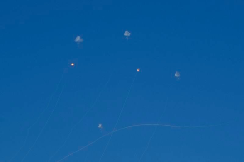 Israeli Iron Dome air defense system fires to intercept rockets that were launched from Lebanon, in northern Israel, Monday, Sept. 23, 2024. (AP Photo/Baz Ratner)