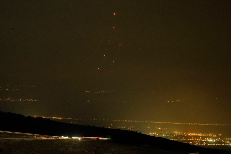 Israeli Iron Dome air defense system fires to intercept rockets that were launched from Lebanon, in northern Israel, Monday, Sept. 23, 2024. (AP Photo/Leo Correa)