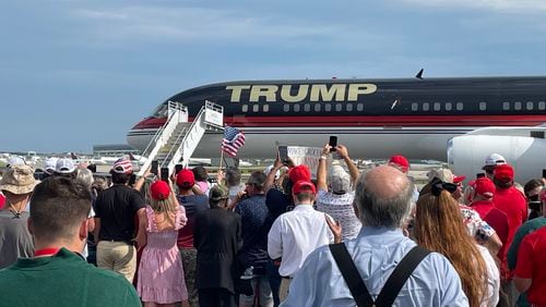 Donald Trump landed at Hartsfield-Jackson International Airport at 5:20 p.m.