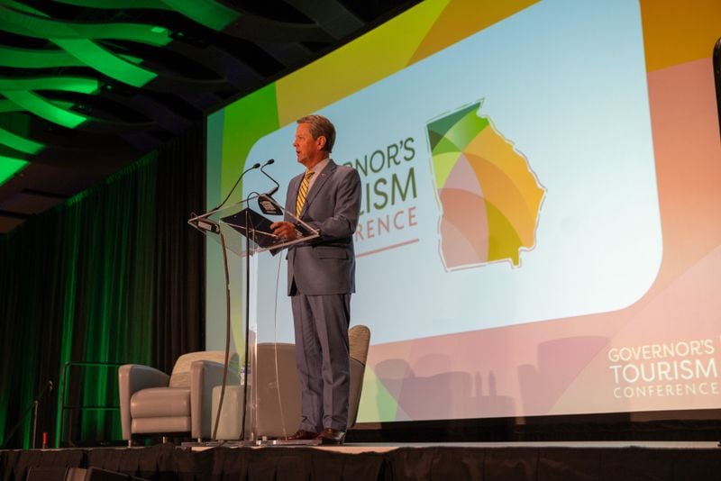 Georgia Gov. Brian Kemp speaks to tourism industry professionals at the Governor's Tourism Conference on Sept. 12, 2023 at the Jekyll Island Convention Center (Photo courtesy of Explore Georgia)
