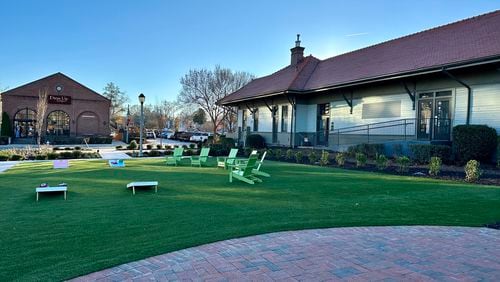 Thanks to the road project, Depot Square is now open as a park and green space on the east side of Woodstock's historic train depot. (Courtesy of Woodstock)