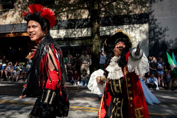 Thousands lined up along Peachtree Street Saturday morning for the annual Dragon Con parade.