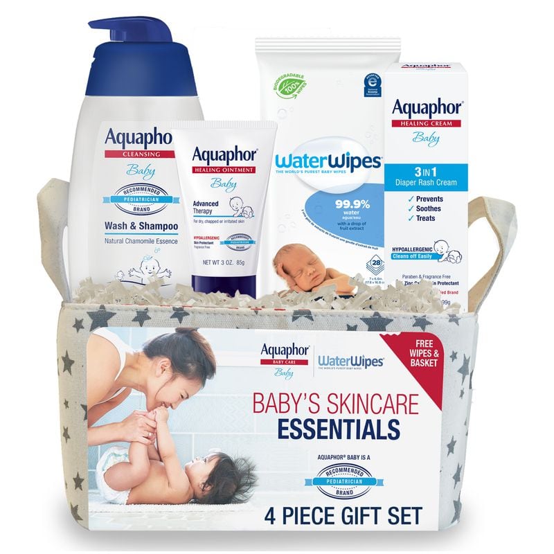 This four-piece Aquaphor skincare set features essential baby items including wipes, diaper rash cream and more.
(Courtesy of Aquaphor)