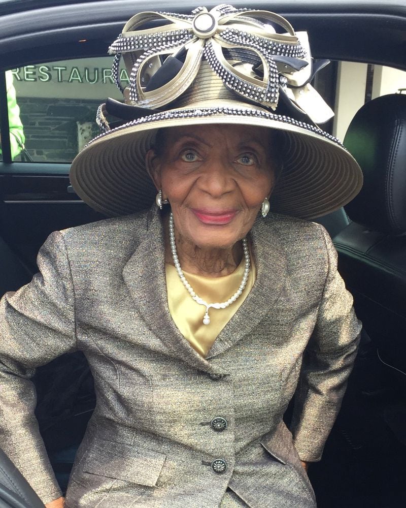 Christine King Farris was known for her elaborate hats. The last living sibling of Dr. Martin Luther King died June 2023, but her passion for headwear is honored every July by women at Ebenezer Baptist Church. Image credit: Angela Farris Watkins