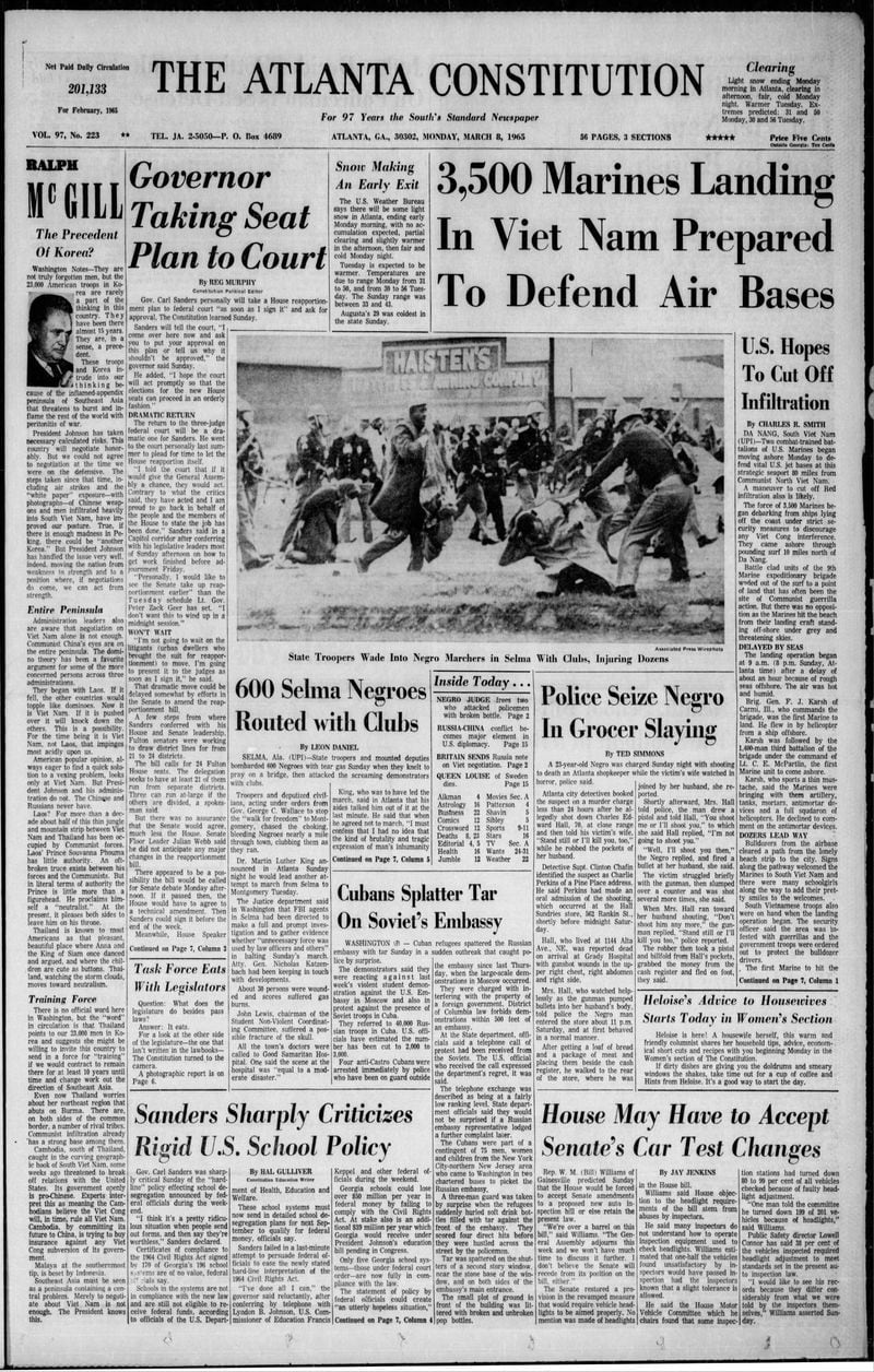 The Atlanta Constitution front page March 8, 1965.