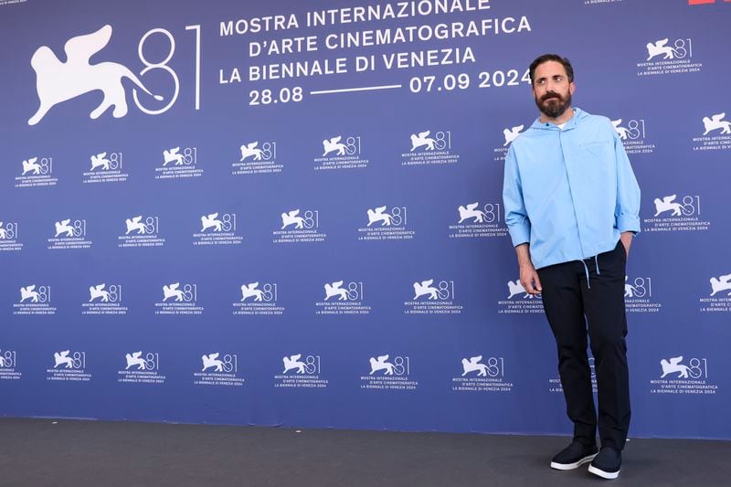 Director Pablo Larrain poses for photographers at the photo call for the film 'Maria' during the 81st edition of the Venice Film Festival in Venice, Italy, on Thursday, Aug. 29, 2024. (Photo by Vianney Le Caer/Invision/AP)