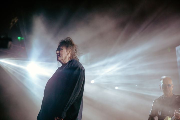 The Cure performs to an excited crowd at the State Farm Arena on June 27, 2023. (Sophie Harris for The Atlanta Journal-Constitution).