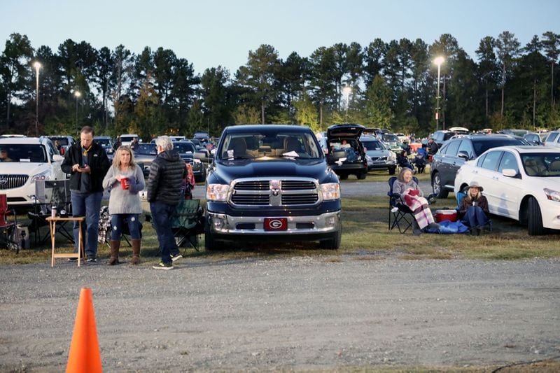 Fans gather to watch Jason Isbell and the 400 Unit play the first major concert since the pandemic for Live Nation's "Live From the Drive-In" series, held in the parking lot of Ameris Bank Amphitheatre on Oct. 16, 2020.
