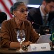 Brazilian Environment Minister Marina Silva attends the G20 environment and sustainability ministerial meeting in Rio de Janeiro, Brazil, Thursday, Oct. 3, 2024. (AP Photo/Bruna Prado)